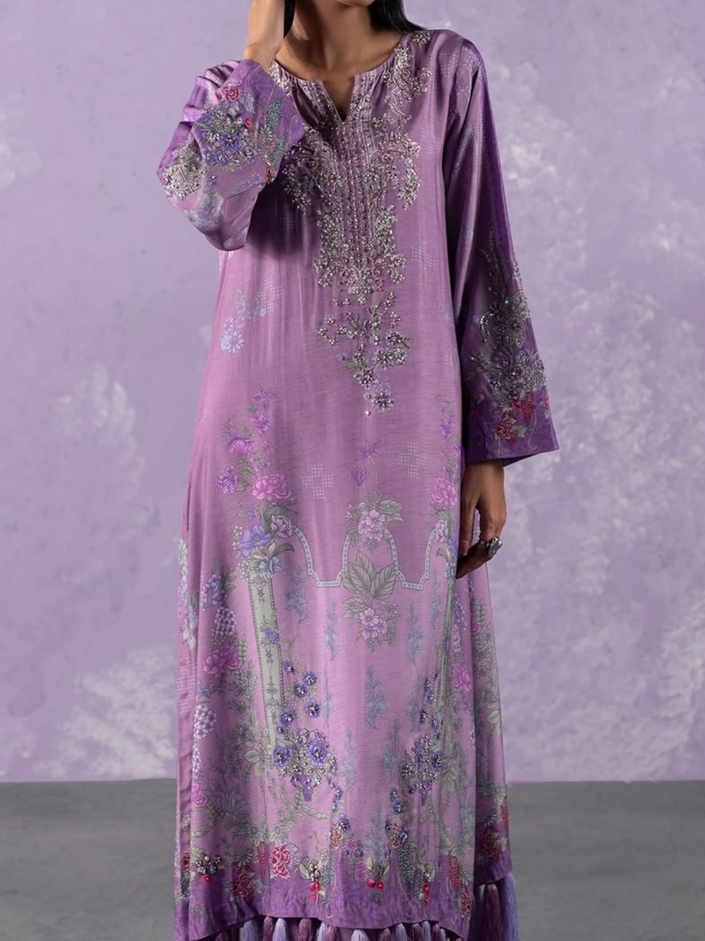 Lavender Embroidered Maxi Dress